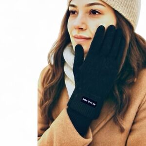 Michael Kors Women's Black Knot Cuffed Signature Patch Gloves OS New!